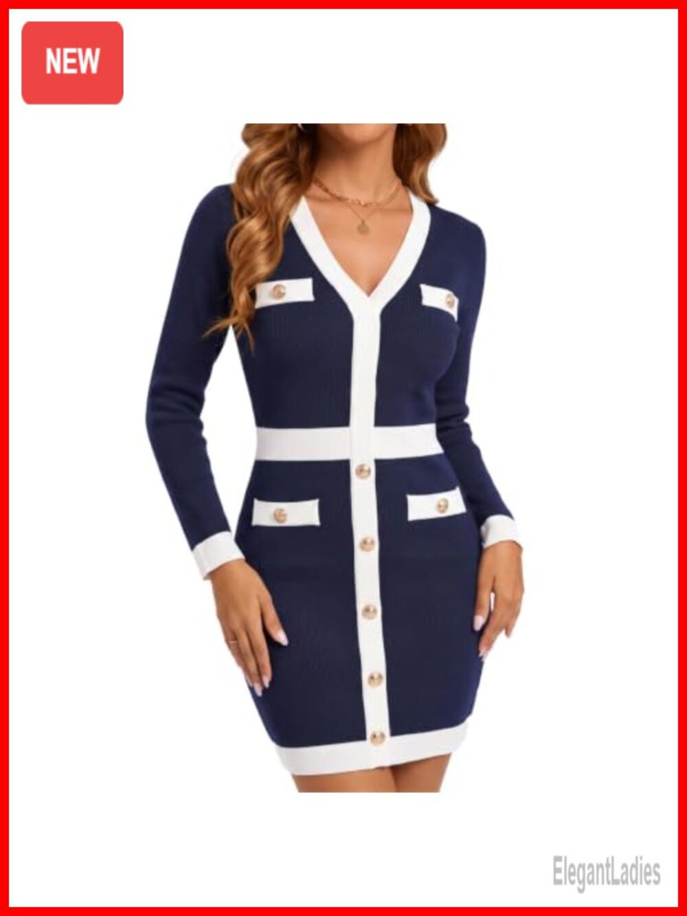 Knit Sweater Dress V Neck Bodycon Mini Long Sleeve Ribbed